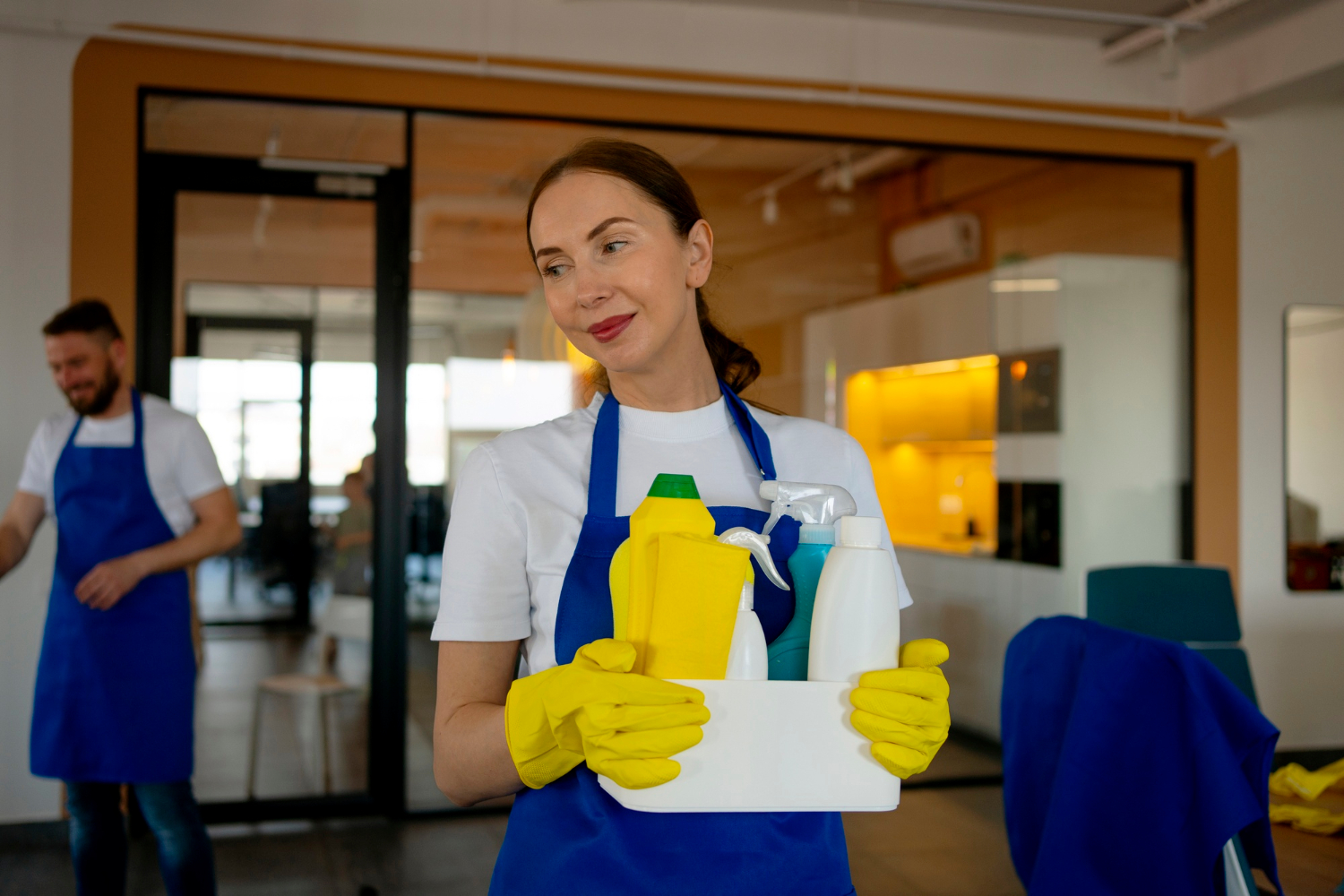 cleaning office